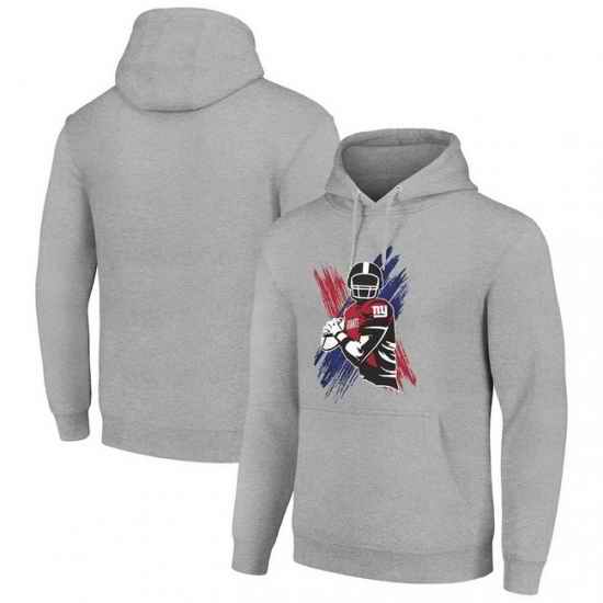 Men Starter Heather Gray New York Giants Player X Fleece Pullover Hoodie
